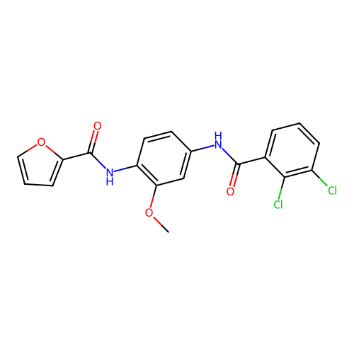N-{4-[(2,3-dichlorobenzoyl)amino]-2-methoxyphenyl}-2-furamide structure