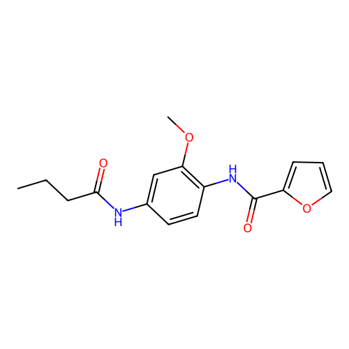 N-[4-(butanoylamino)-2-methoxyphenyl]furan-2-carboxamide structure