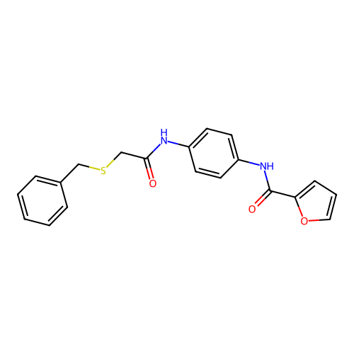 N-(4-{[(benzylsulfanyl)acetyl]amino}phenyl)furan-2-carboxamide structure