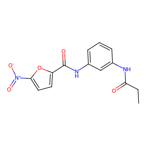 5-nitro-N-[3-(propionylamino)phenyl]-2-furamide structure
