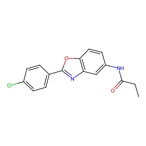 N-[2-(4-chlorophenyl)-1,3-benzoxazol-5-yl]propanamide structure