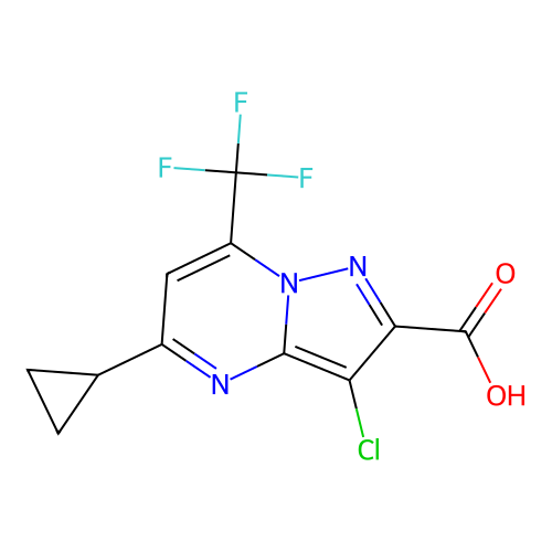 3-chloro-5-cyclopropyl-7-(trifluoromethyl)pyrazolo[1,5-a]pyrimidine-2-carboxylic acid structure
