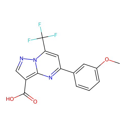 5-(3-methoxyphenyl)-7-(trifluoromethyl)pyrazolo[1,5-a]pyrimidine-3-carboxylic acid structure