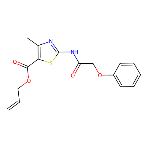 Prop-2-enyl 4-methyl-2-(2-phenoxyacetylamino)-1,3-thiazole-5-carboxylate structure
