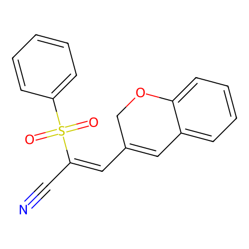 (Z)-3-(2H-chromen-3-yl)-2-(phenylsulfonyl)acrylonitrile structure