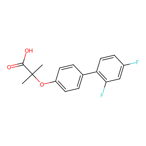 Propanoic acid, 2-((2',4'-difluoro(1,1'-biphenyl)-4-yl)oxy)-2-methyl- structure