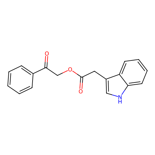 2-oxo-2-phenylethyl 1H-indol-3-ylacetate structure