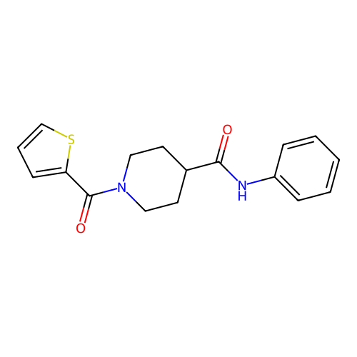 N-phenyl-1-(thiophene-2-carbonyl)piperidine-4-carboxamide structure