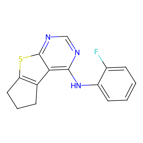 N-(2-fluorophenyl)-6,7-dihydro-5H-cyclopenta[4,5]thieno[2,3-d]pyrimidin-4-amine structure