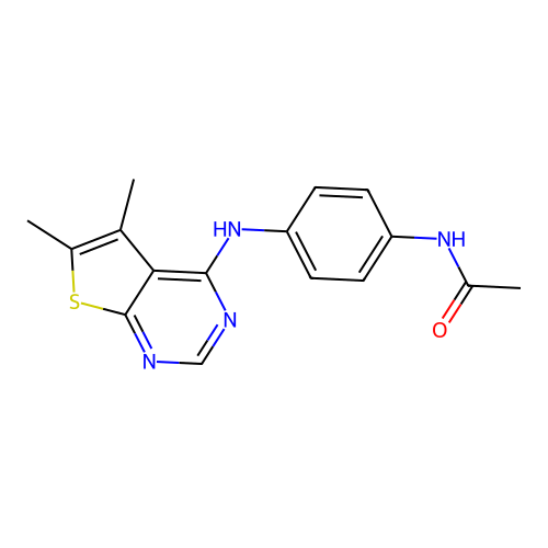 N-(4-((5,6-dimethylthieno[2,3-d]pyrimidin-4-yl)amino)phenyl)acetamide structure
