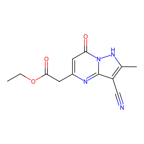 Ethyl (3-cyano-7-hydroxy-2-methylpyrazolo[1,5-a]pyrimidin-5-yl)acetate structure