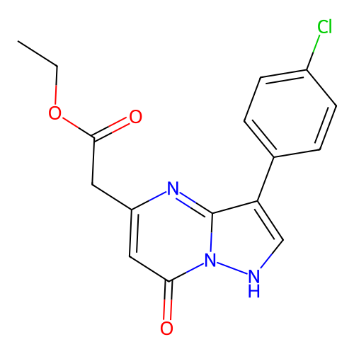 Ethyl [3-(4-chlorophenyl)-7-oxo-4,7-dihydropyrazolo[1,5-a]pyrimidin-5-yl]acetate structure