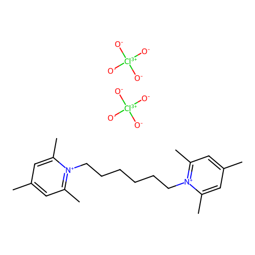 Pyridinium, 1,1'-(1,6-hexanediyl)bis(2,4,6-trimethyl-, diperchlorate structure