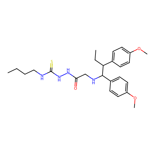 1-[[2-[1,2-Bis(4-methoxyphenyl)butylamino]acetyl]amino]-3-butylthiourea structure