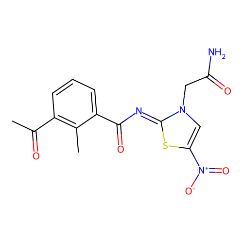 N-Acetyl-2-((2-methylbenzoyl)imino)-5-nitro-3(2H)-thiazoleacetamide structure