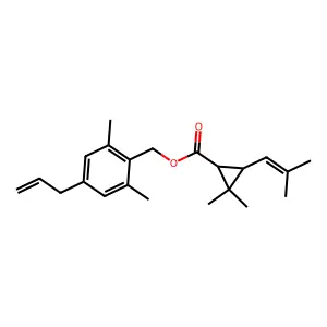 Cyclopropanecarboxylic acid, 2,2-dimethyl-3-(2-methyl-1-propenyl)-, (2,6-dimethyl-4-(2-propenyl)phenyl)methyl ester structure