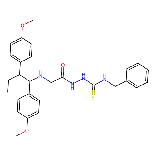 1-Benzyl-3-[[2-[1,2-bis(4-methoxyphenyl)butylamino]acetyl]amino]thiourea structure