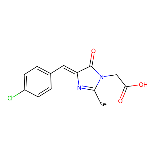 4-[(4-Chlorophenyl)methylene]-5-oxo-2-selenoxo-1-imidazolidineacetic acid structure