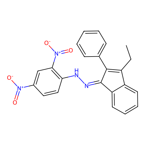 N-[(Z)-(3-ethyl-2-phenylinden-1-ylidene)amino]-2,4-dinitroaniline structure
