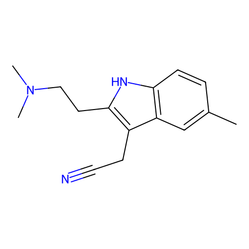 {2-[2-(dimethylamino)ethyl]-5-methyl-1H-indol-3-yl}acetonitrile structure