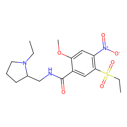 N-((1-Ethylpyrrolidin-2-yl)methyl)-5-(ethylsulfonyl)-2-methoxy-4-nitrobenzamide structure
