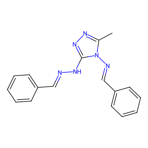 N,4-bis(benzylideneamino)-5-methyl-1,2,4-triazol-3-amine structure