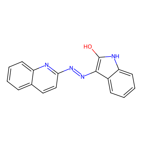 (3Z)-3-[2-(quinolin-2-yl)hydrazinylidene]-1,3-dihydro-2H-indol-2-one structure