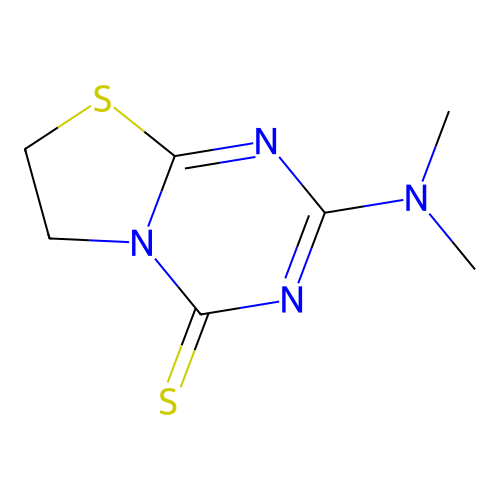 2-(dimethylamino)-6,7-dihydro-4H-[1,3]thiazolo[3,2-a][1,3,5]triazine-4-thione structure