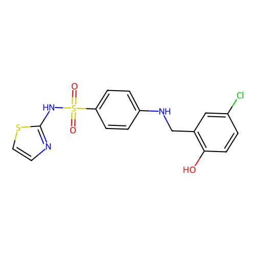 4-((5-Chloro-2-hydroxybenzyl)amino)-N-(thiazol-2-yl)benzenesulfonamide structure