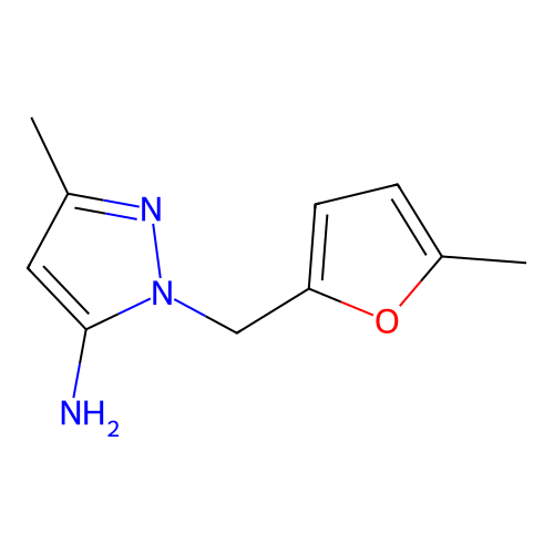 5-Methyl-2-(5-methyl-furan-2-ylmethyl)-2H-pyrazol-3-ylamine structure