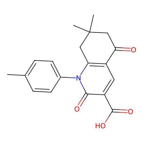 7,7-Dimethyl-1-(4-methylphenyl)-2,5-dioxo-1,2,5,6,7,8-hexahydroquinoline-3-carboxylic acid structure