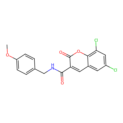 6,8-dichloro-N-(4-methoxybenzyl)-2-oxo-2H-chromene-3-carboxamide structure