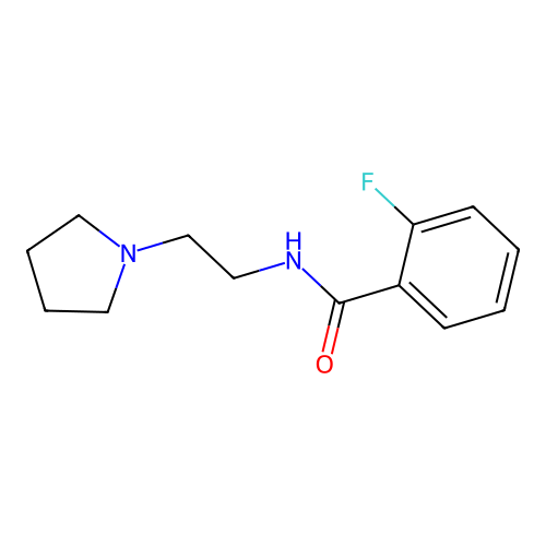 2-fluoro-N-(2-pyrrolidin-1-ylethyl)benzamide structure