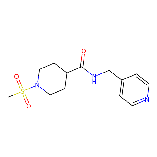 1-methylsulfonyl-N-(pyridin-4-ylmethyl)piperidine-4-carboxamide structure