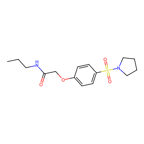 N-propyl-2-(4-pyrrolidin-1-ylsulfonylphenoxy)acetamide structure