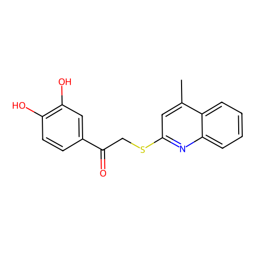 1-(3,4-Dihydroxyphenyl)-2-(4-methyl(2-quinolylthio))ethan-1-one structure