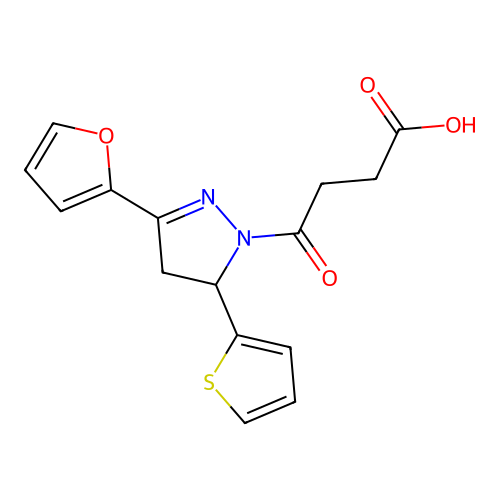 4-(3-Furan-2-yl-5-thiophen-2-yl-4,5-dihydro-pyrazol-1-yl)-4-oxo-butyric acid structure