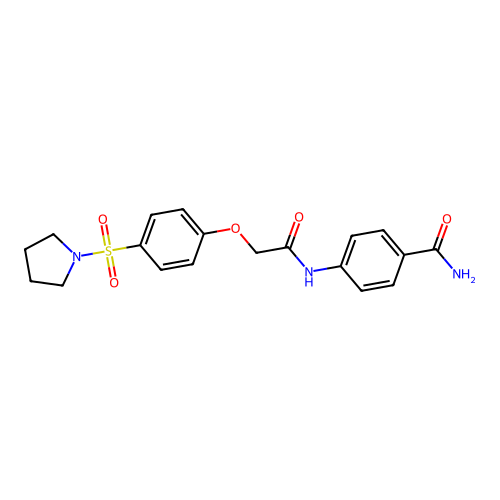 4-[[2-(4-Pyrrolidin-1-ylsulfonylphenoxy)acetyl]amino]benzamide structure