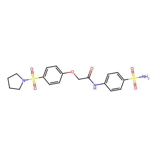 2-(4-pyrrolidin-1-ylsulfonylphenoxy)-N-(4-sulfamoylphenyl)acetamide structure