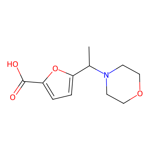 5-(1-Morpholinoethyl)furan-2-carboxylic acid structure