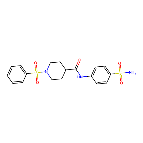 1-(benzenesulfonyl)-N-(4-sulfamoylphenyl)piperidine-4-carboxamide structure