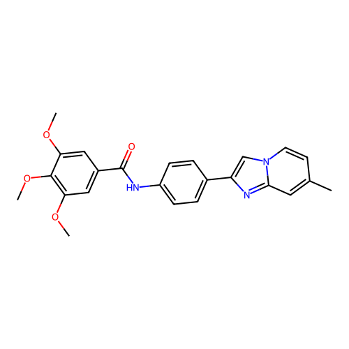 3,4,5-trimethoxy-N-(4-{7-methylimidazo[1,2-a]pyridin-2-yl}phenyl)benzamide structure