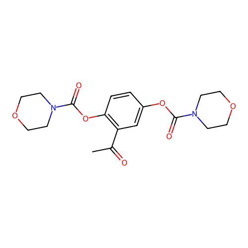 2-Acetyl-4-morpholin-4-ylcarbonyloxyphenyl morpholine-4-carboxylate structure