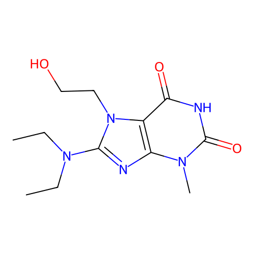 8-(diethylamino)-7-(2-hydroxyethyl)-3-methyl-1H-purine-2,6(3H,7H)-dione structure