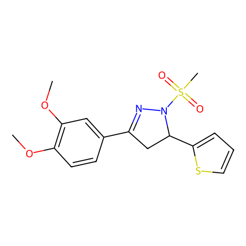 5-(3,4-Dimethoxyphenyl)-2-methylsulfonyl-3-thiophen-2-yl-3,4-dihydropyrazole structure