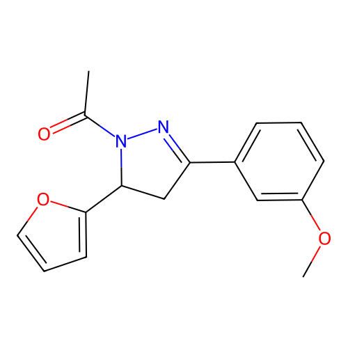 1-(5-(furan-2-yl)-3-(3-methoxyphenyl)-4,5-dihydro-1H-pyrazol-1-yl)ethanone structure