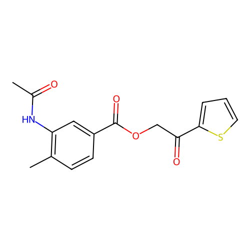 2-Oxo-2-(2-thienyl)ethyl 3-(acetylamino)-4-methylbenzoate structure