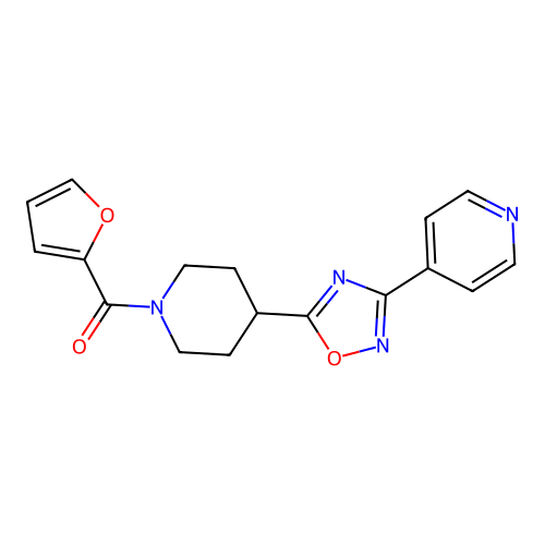 4-{5-[1-(Furan-2-carbonyl)piperidin-4-yl]-1,2,4-oxadiazol-3-yl}pyridine structure