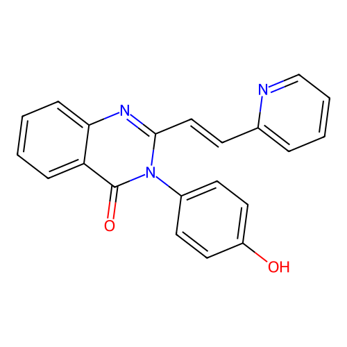 (E)-3-(4-hydroxyphenyl)-2-(2-(pyridin-2-yl)vinyl)quinazolin-4(3H)-one structure