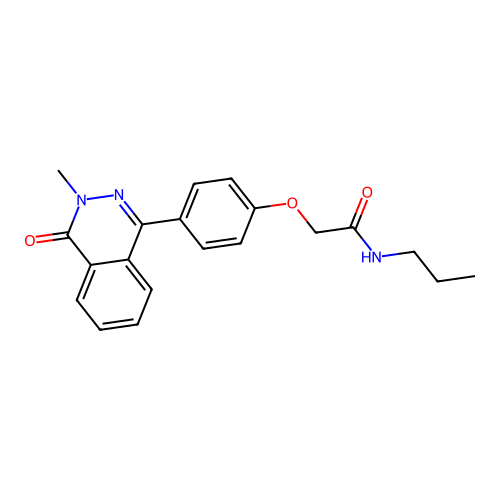 2-[4-(3-methyl-4-oxo-3,4-dihydrophthalazin-1-yl)phenoxy]-N-propylacetamide structure